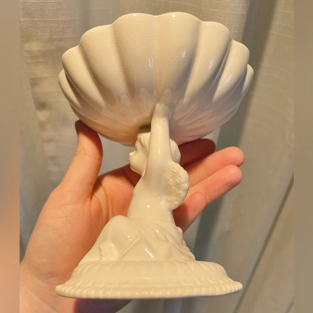 VTG Avon Cherub Soap Dish Holder Ivory White Etherial Bathroom Decor Jewelry